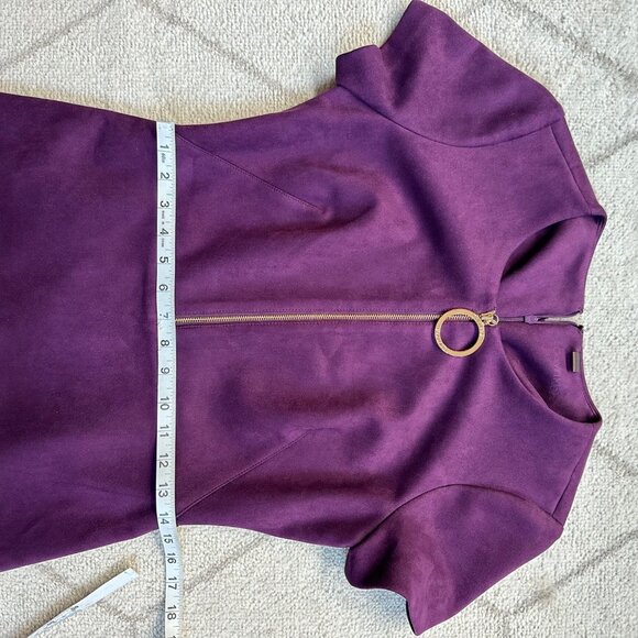 Calvin Klein Plum Purple Faux Suede Fit and Flare Dress Zipper Accent sz 6 - Picture 5 of 6